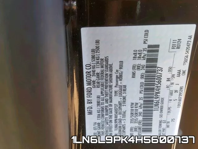 1LN6L9PK4H5600737 фото 2