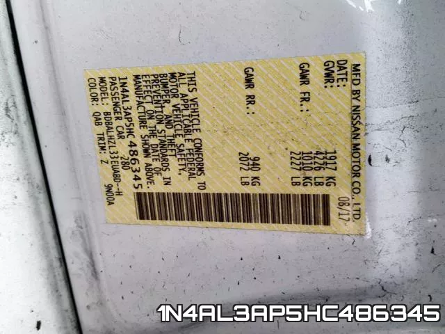1N4AL3AP5HC486345 фото 2