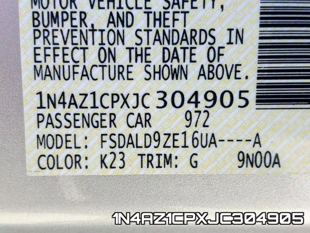 1N4AZ1CPXJC304905 фото 2