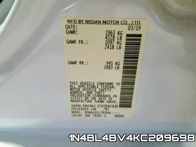 1N4BL4BV4KC209698 фото 2