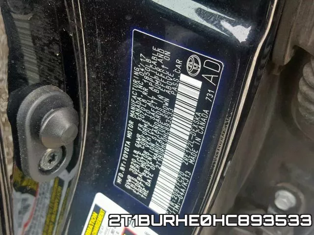 2T1BURHE0HC893533 фото 2