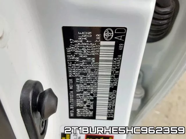 2T1BURHE5HC962359 фото 2