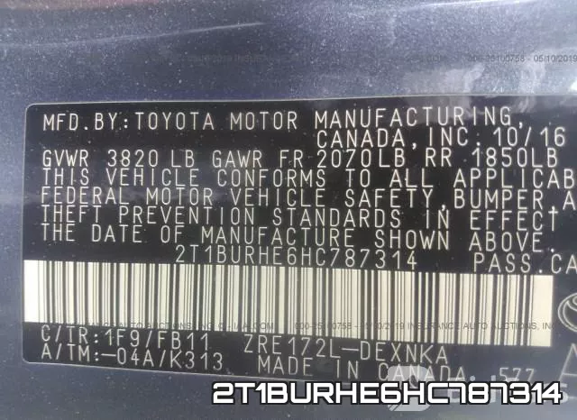 2T1BURHE6HC787314 фото 10