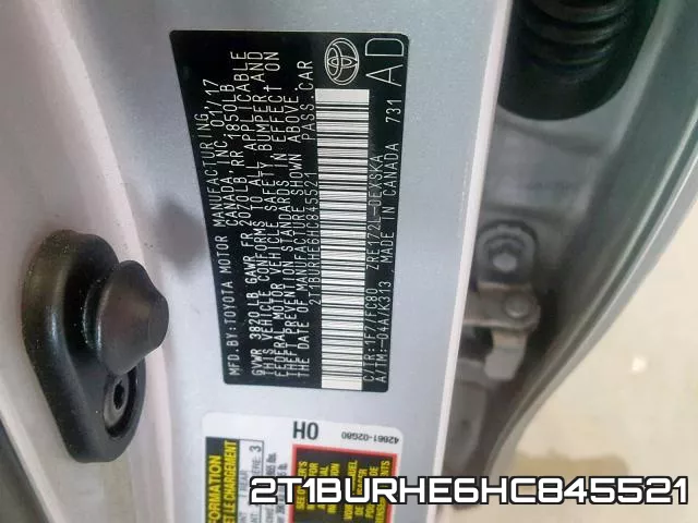 2T1BURHE6HC845521 фото 2