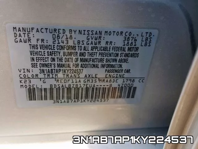 3N1AB7AP1KY224537 фото 2