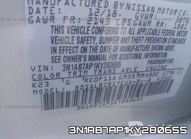3N1AB7AP1KY280655 фото 10