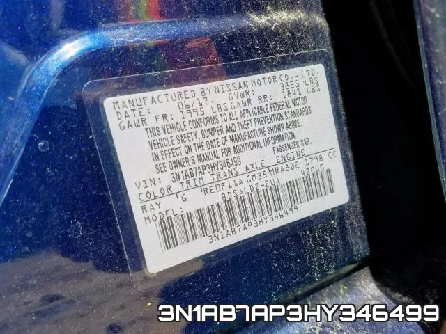 3N1AB7AP3HY346499 фото 2