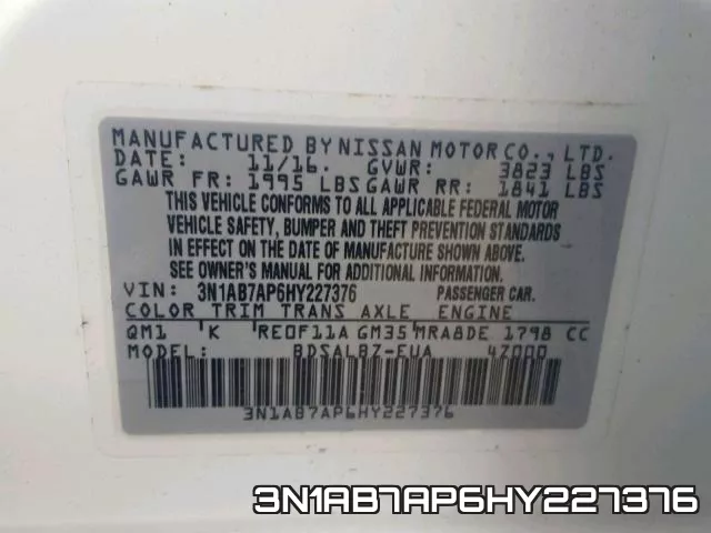 3N1AB7AP6HY227376 фото 2