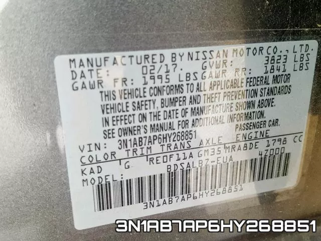 3N1AB7AP6HY268851 фото 2