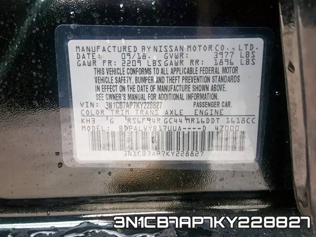 3N1CB7AP7KY228827 фото 2