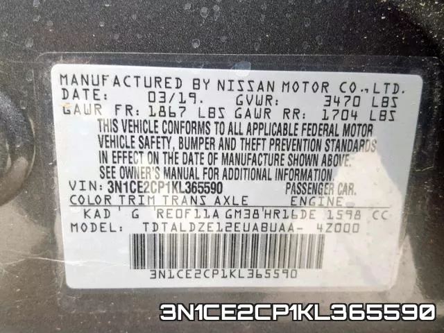 3N1CE2CP1KL365590 фото 2