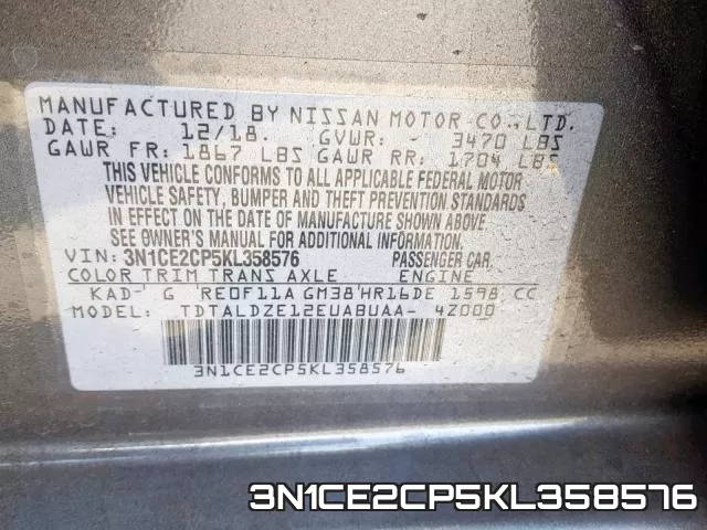 3N1CE2CP5KL358576 фото 2