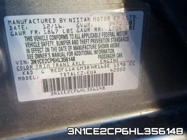 3N1CE2CP6HL356148 фото 2