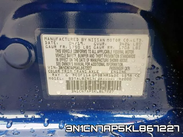 3N1CN7AP5KL867227 фото 2