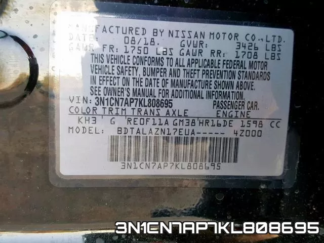 3N1CN7AP7KL808695 фото 2