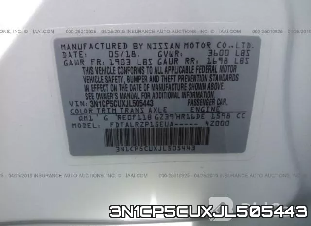 3N1CP5CUXJL505443 фото 10