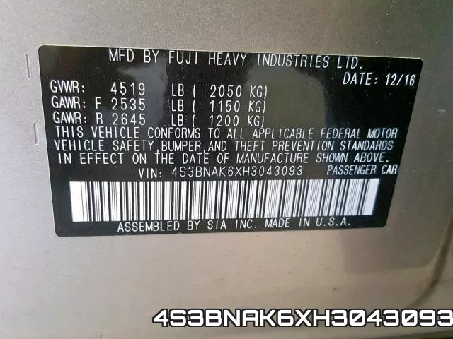 4S3BNAK6XH3043093 фото 2