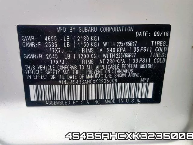 4S4BSAHCXK3235008 фото 2