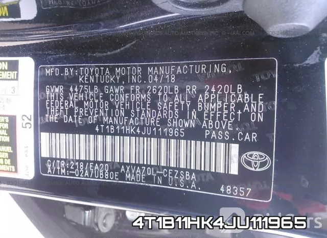 4T1B11HK4JU111965 фото 10