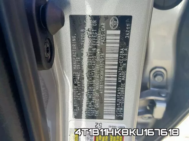 4T1B11HK8KU167618 фото 2