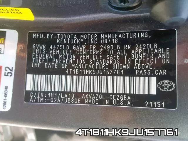 4T1B11HK9JU157761 фото 2