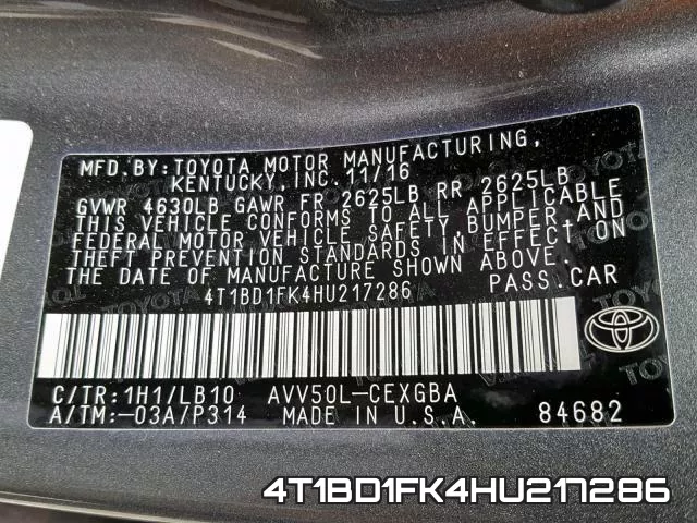 4T1BD1FK4HU217286 фото 2