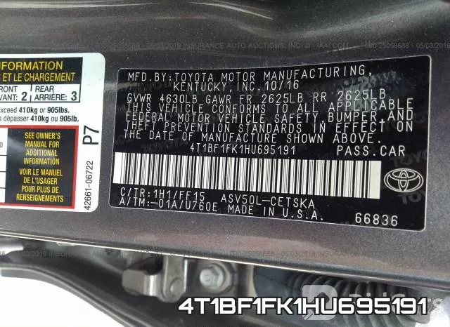 4T1BF1FK1HU695191 фото 10