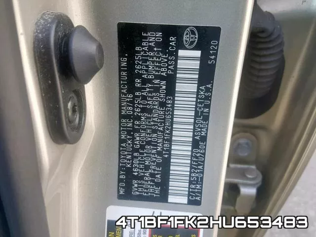 4T1BF1FK2HU653483 фото 2