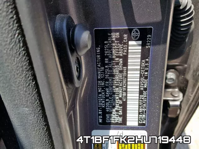 4T1BF1FK2HU719448 фото 2