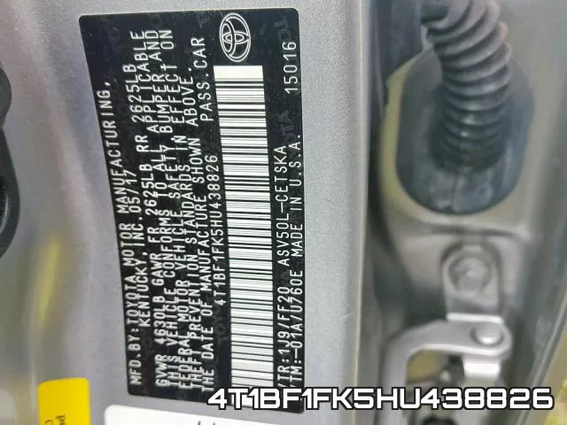 4T1BF1FK5HU438826 фото 2