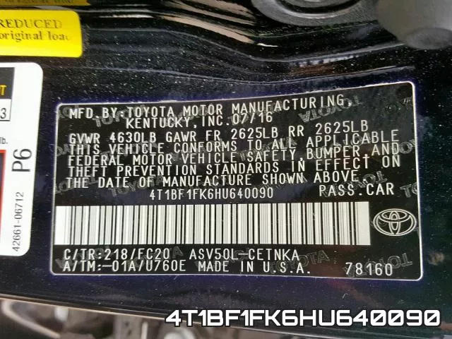 4T1BF1FK6HU640090 фото 2