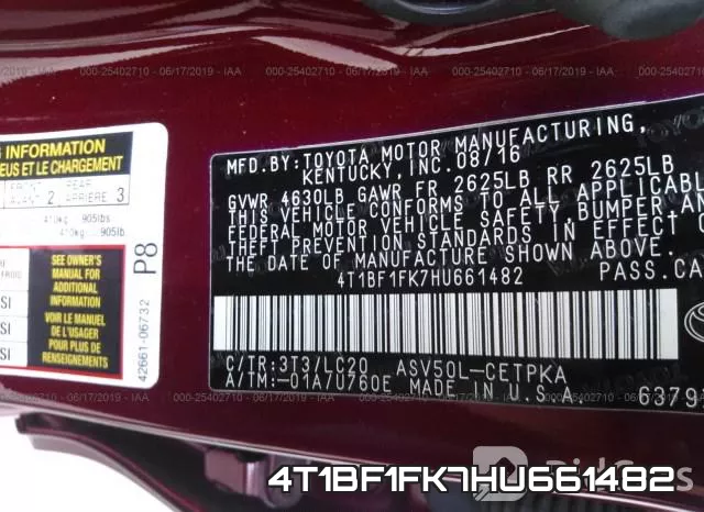 4T1BF1FK7HU661482 фото 10