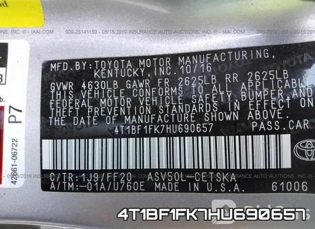 4T1BF1FK7HU690657 фото 10