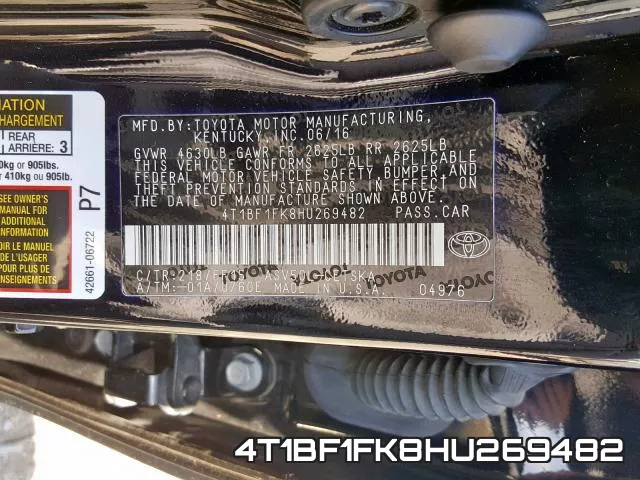 4T1BF1FK8HU269482 фото 2