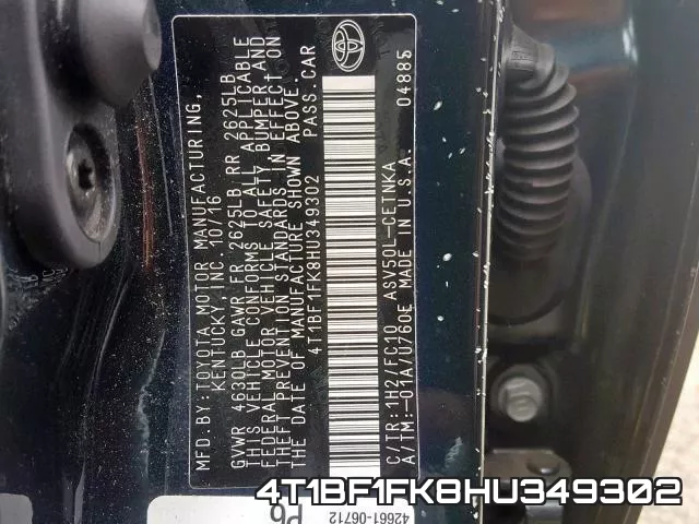 4T1BF1FK8HU349302 фото 2