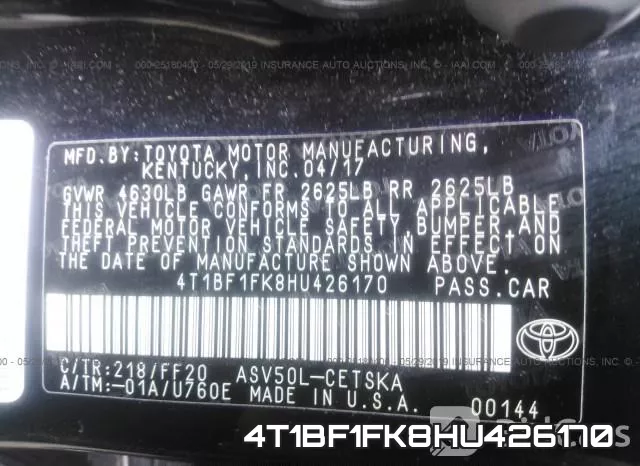 4T1BF1FK8HU426170 фото 10