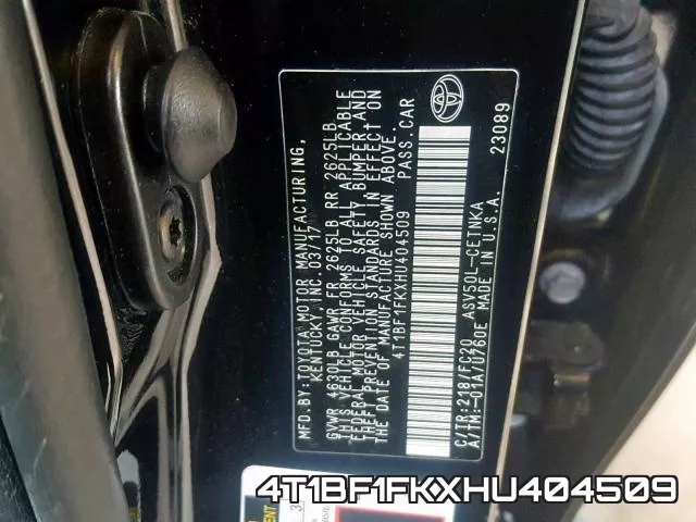 4T1BF1FKXHU404509 фото 2