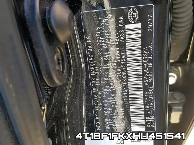 4T1BF1FKXHU451541 фото 2