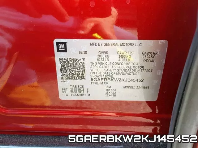 5GAERBKW2KJ145452 фото 2