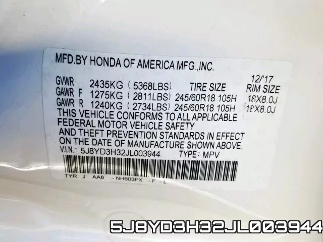 5J8YD3H32JL003944 фото 2