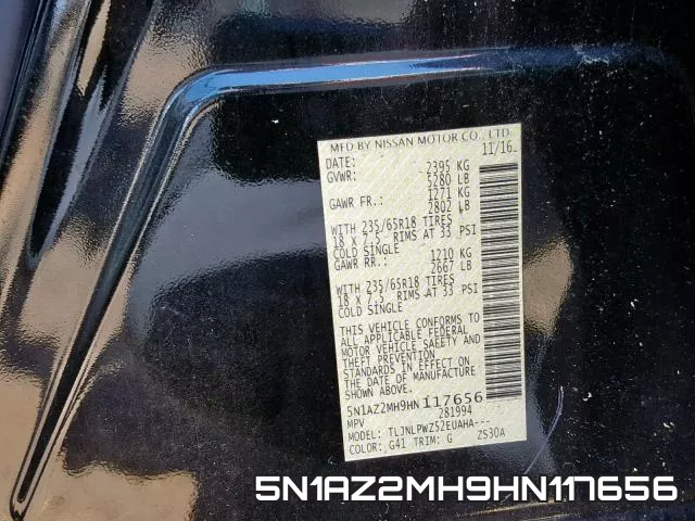 5N1AZ2MH9HN117656 фото 2