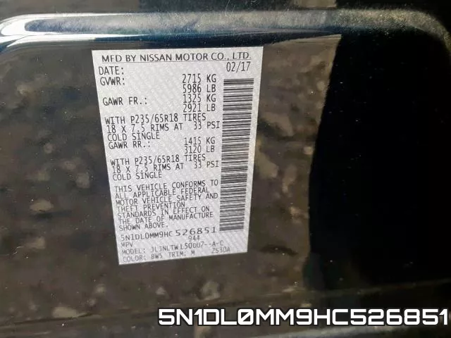 5N1DL0MM9HC526851 фото 2