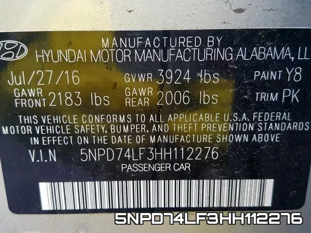 5NPD74LF3HH112276 фото 2