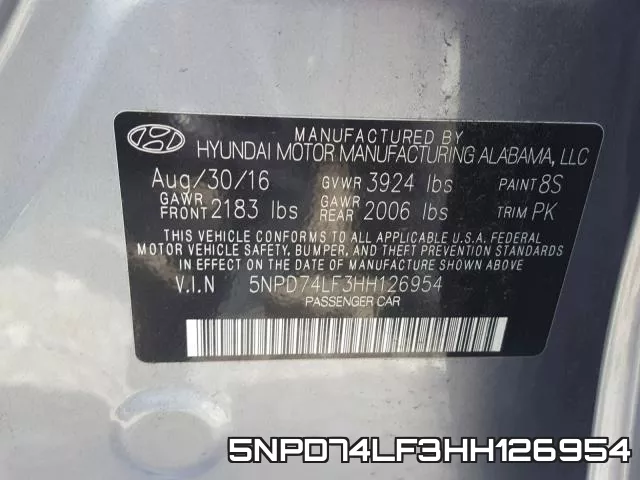 5NPD74LF3HH126954 фото 2