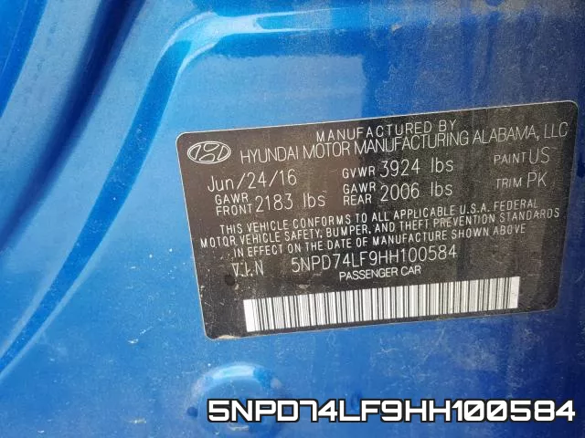5NPD74LF9HH100584 фото 2