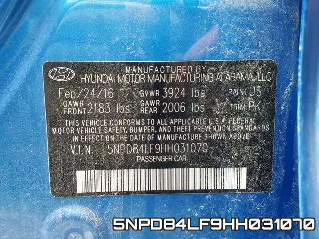 5NPD84LF9HH031070 фото 2