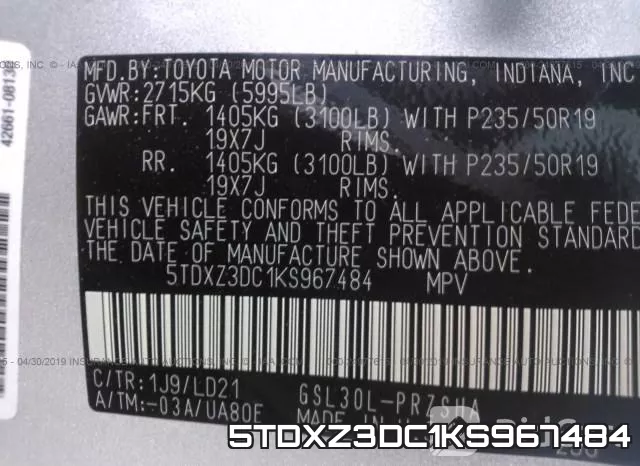 5TDXZ3DC1KS967484 фото 10