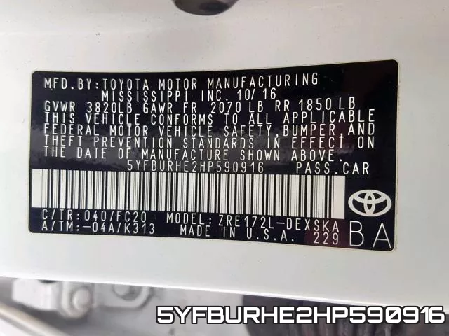 5YFBURHE2HP590916 фото 2