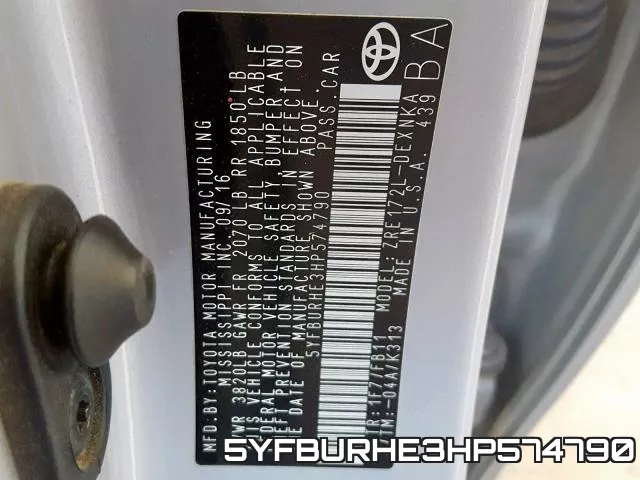 5YFBURHE3HP574790 фото 2