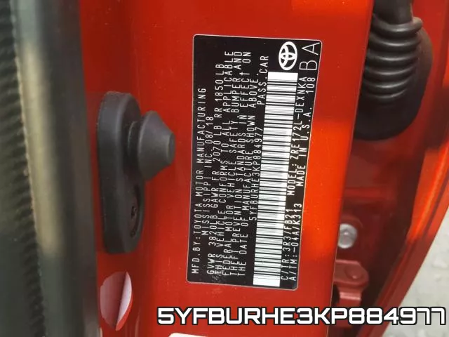 5YFBURHE3KP884977 фото 2